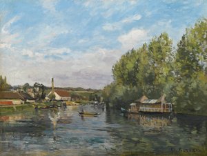 La Seine ja Port-Marly tekijältä Camille Jacob Pissarro
